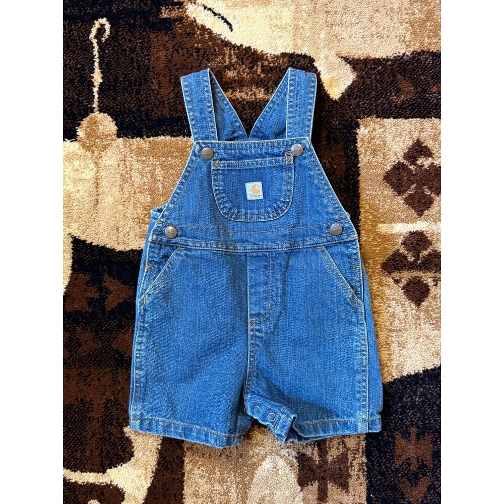 Carhartt Baby Denim Short Overalls 24M Adjustable Straps Toddler Workwear